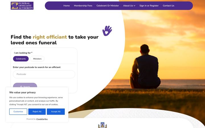 Screenshot of funeralofficiantauthority.com