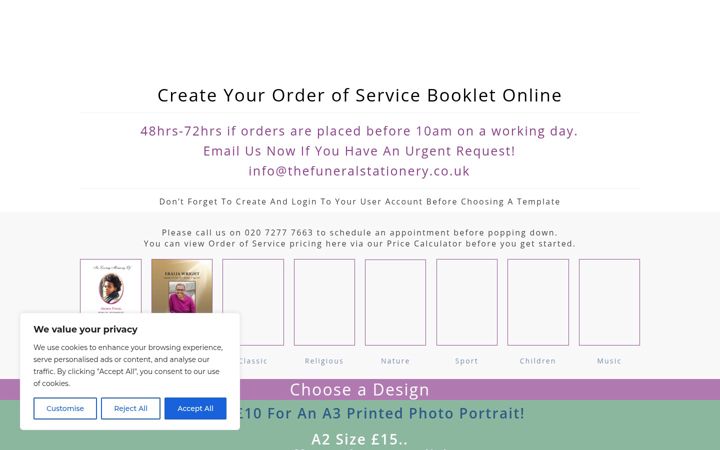 Screenshot of funeralprogrammescroydon.co.uk
