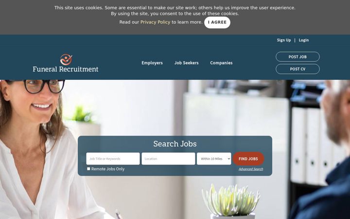 Kuvakaappaus sivustosta funeralrecruitment.co.uk