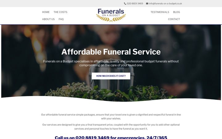 Screenshot of funerals-on-a-budget.co.uk