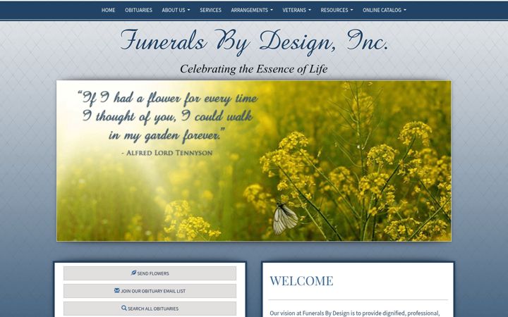 Screenshot of funeralsbydesign.com