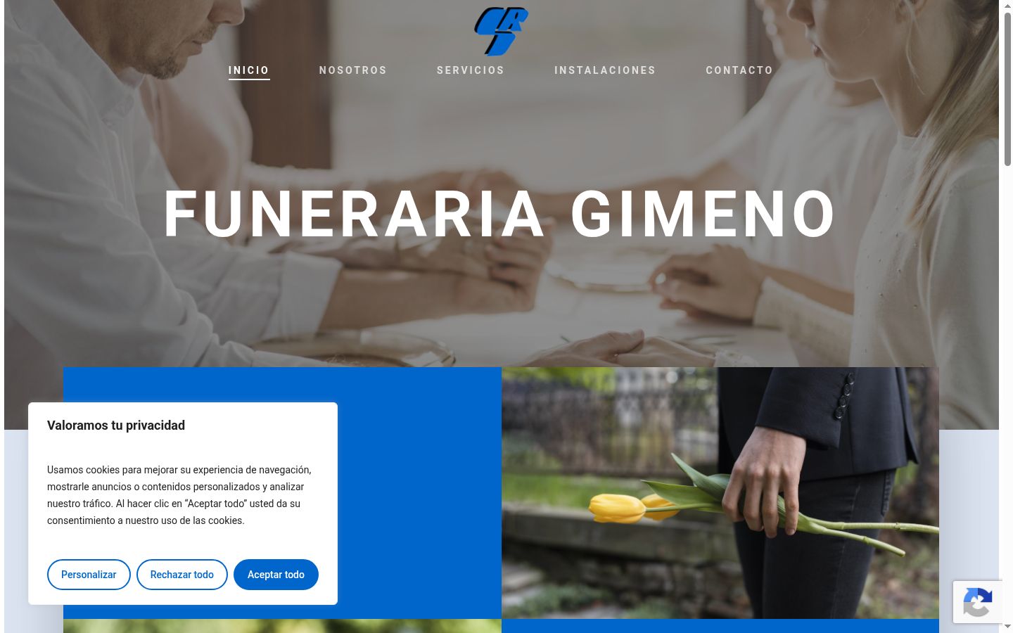 Captura de pantalla del banner de consentimiento mostrado antes de cualquier interacción