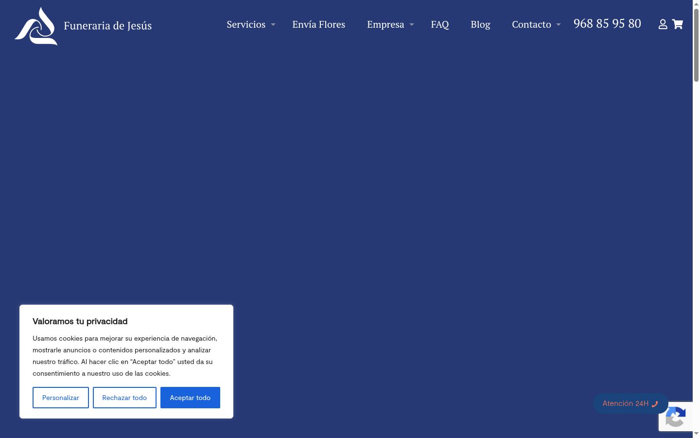 Captura de ecrã do banner de consentimento apresentado antes de qualquer interação