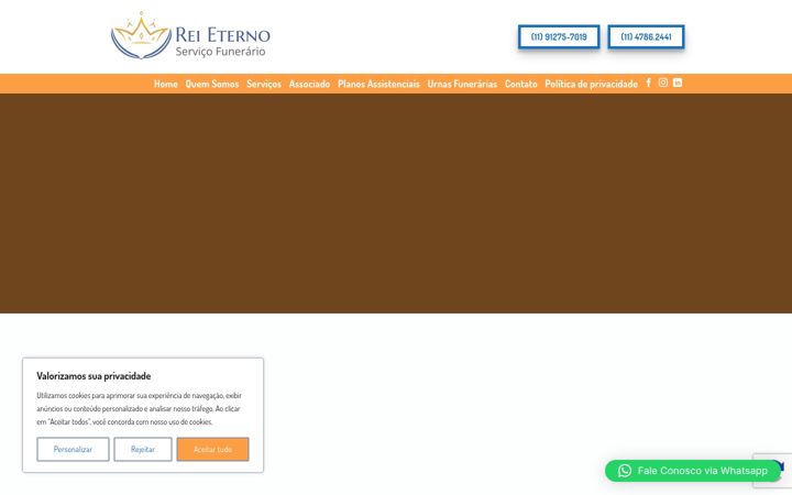 Screenshot of funerariareieterno.com.br
