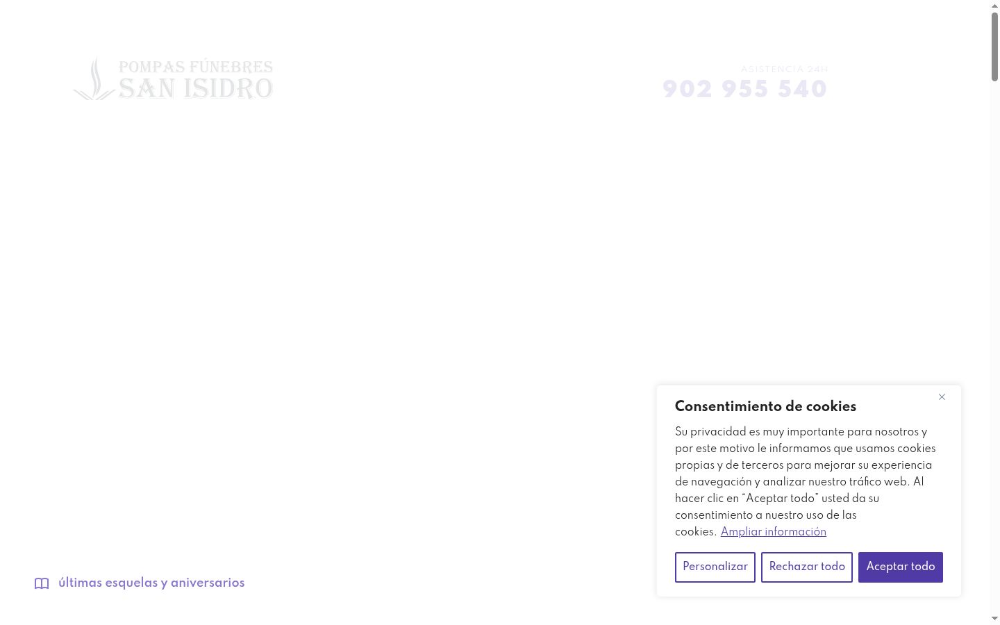 Screenshot del banner di consenso mostrato prima di qualsiasi interazione