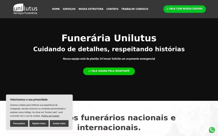 Snimka zaslona za funerariaunilutus.com.br