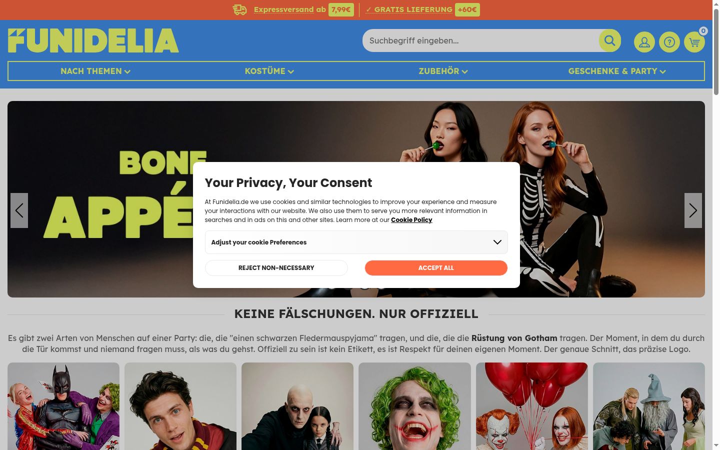 Screenshot of the consent banner shown before any interaction