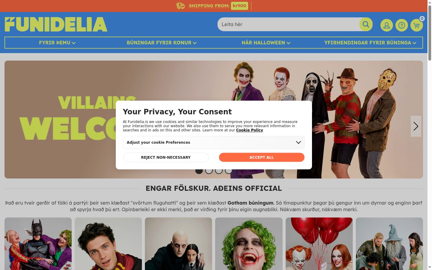 Screenshot of the consent banner shown before any interaction