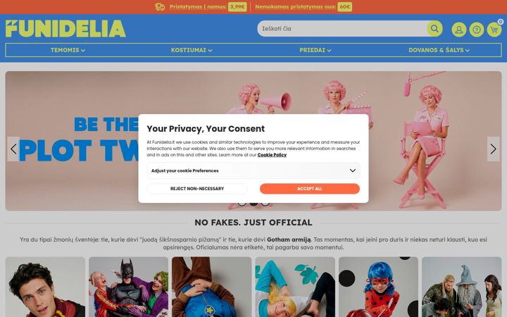 Screenshot of funidelia.lt