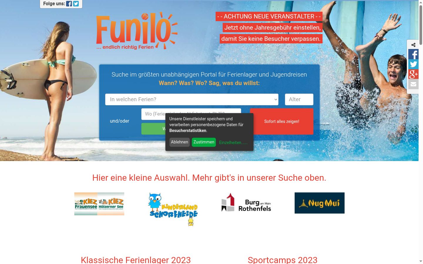 Screenshot of the consent banner shown before any interaction