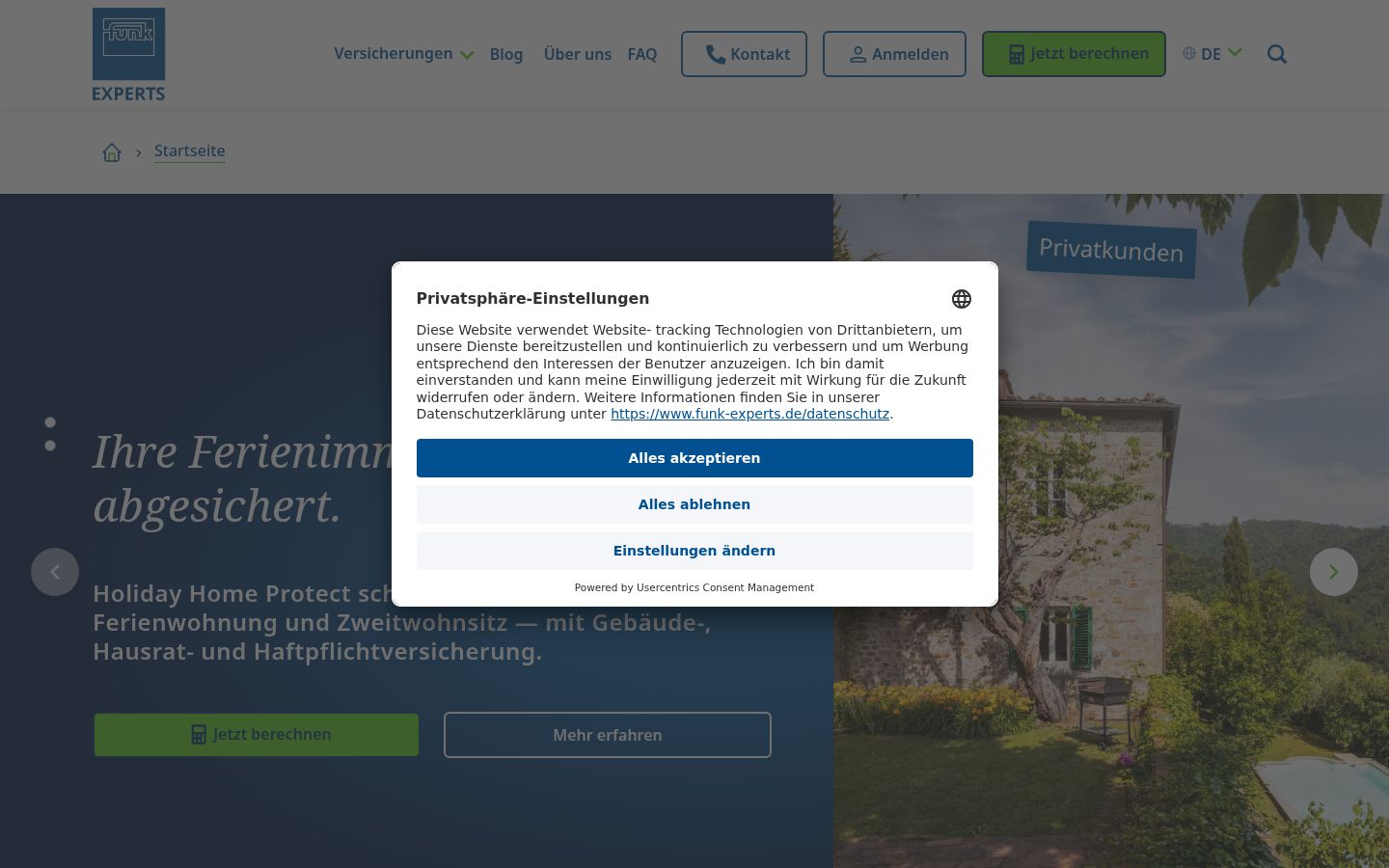 Screenshot of the consent banner shown before any interaction