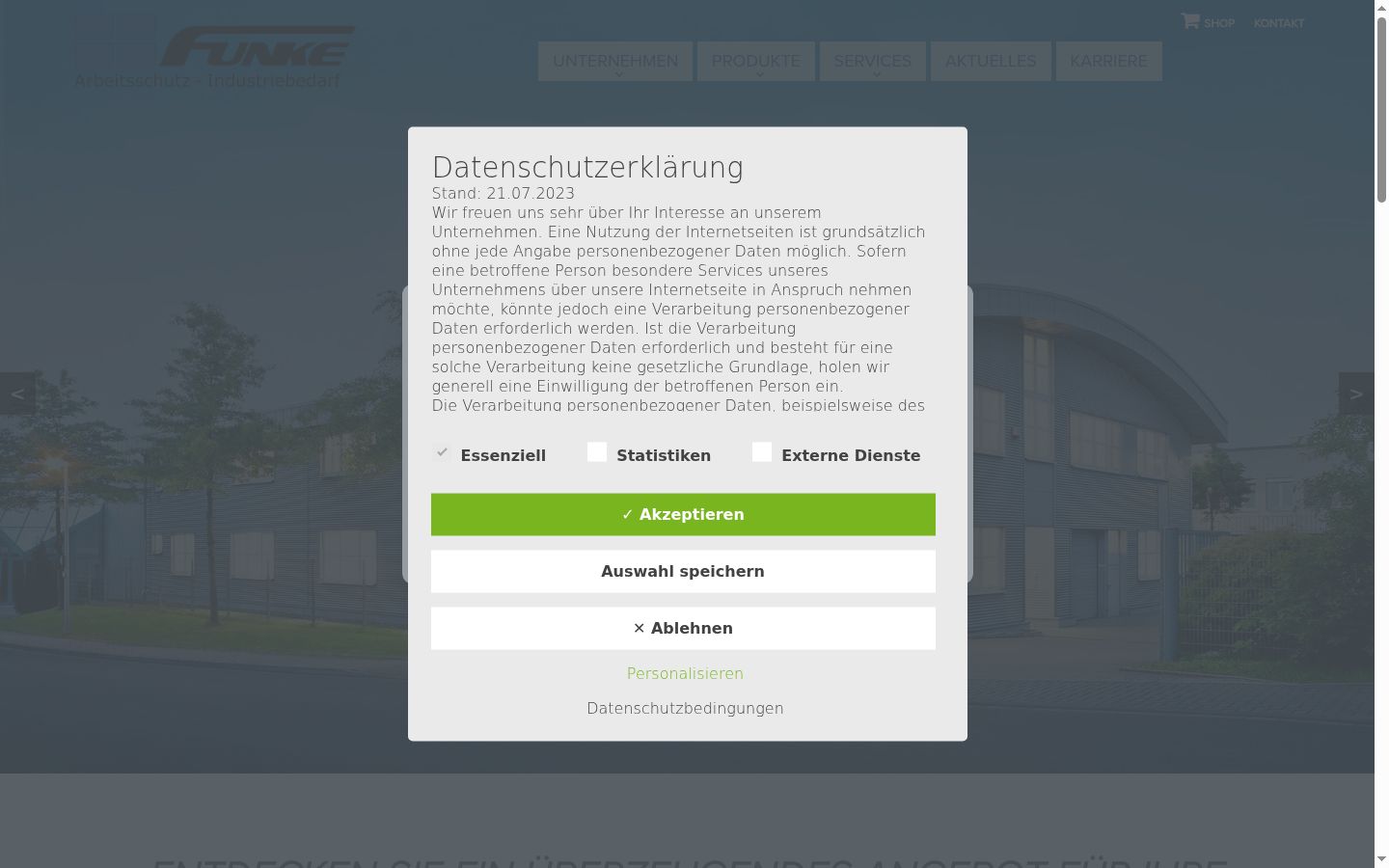 Screenshot del banner di consenso mostrato prima di qualsiasi interazione