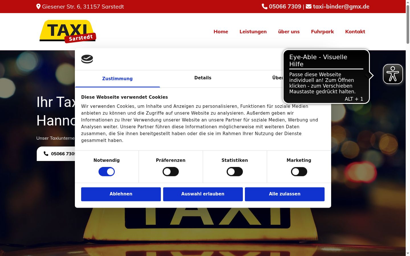 Screenshot del banner di consenso mostrato prima di qualsiasi interazione