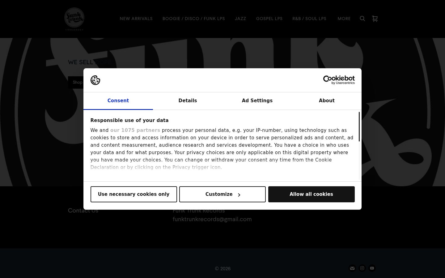 Screenshot του banner συγκατάθεσης που εμφανίστηκε πριν από οποιαδήποτε αλληλεπίδραση