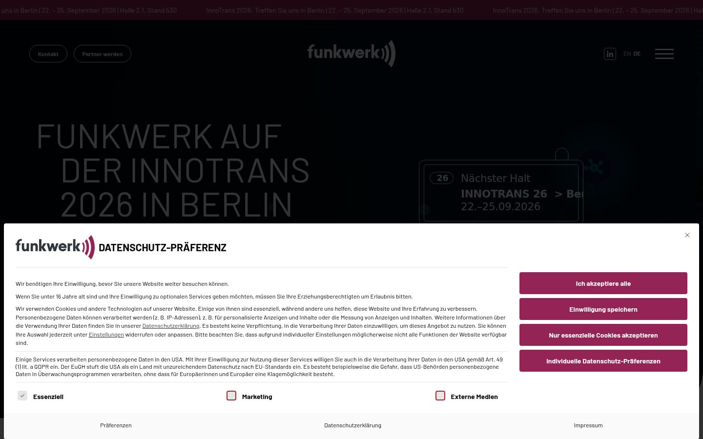 Capture d'écran de la bannière de consentement affichée avant toute interaction