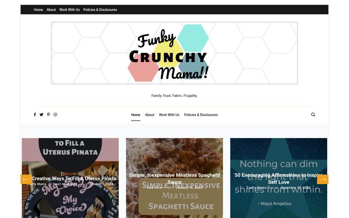 Screenshot of funkycrunchymama.com