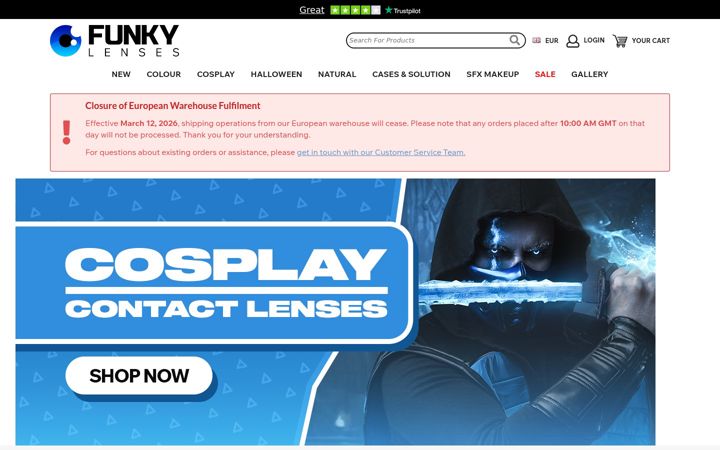 Screenshot of funkylenses.com
