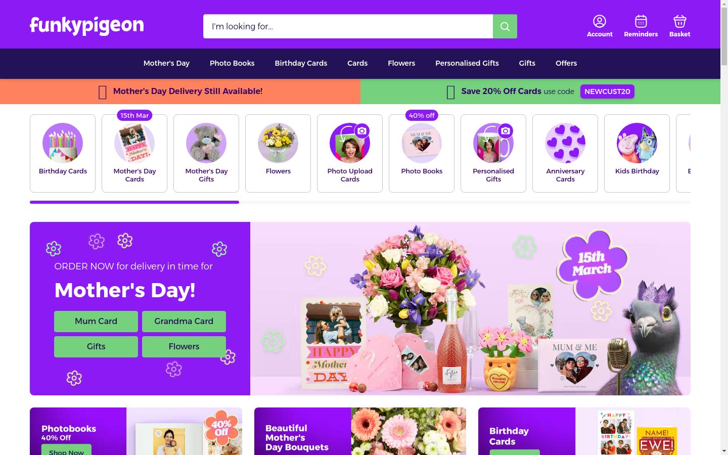 Screenshot of funkypigeon.com