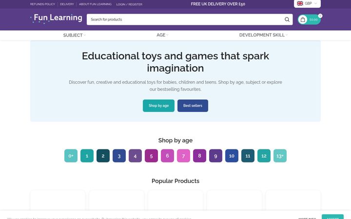 Screenshot of funlearning.co.uk