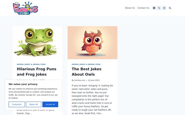 Screenshot of funnies.com