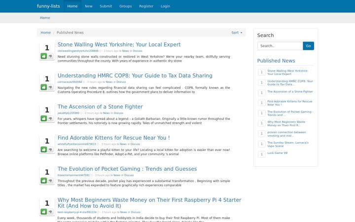 Screenshot of funny-lists.com