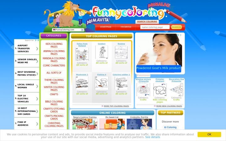 Screenshot of funnycoloring.com