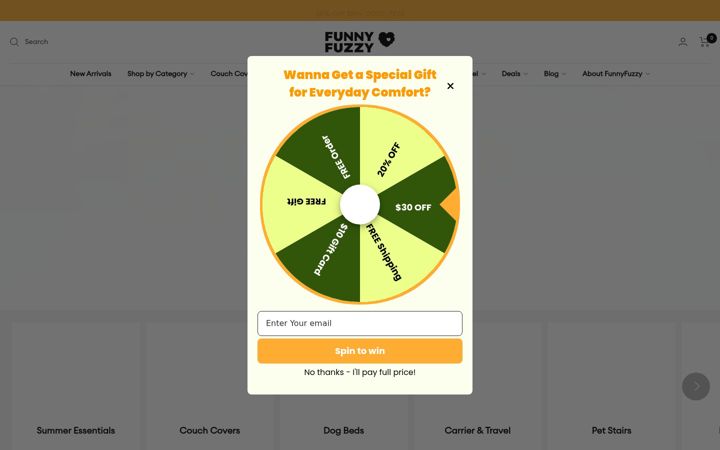 Screenshot of funnyfuzzy.com