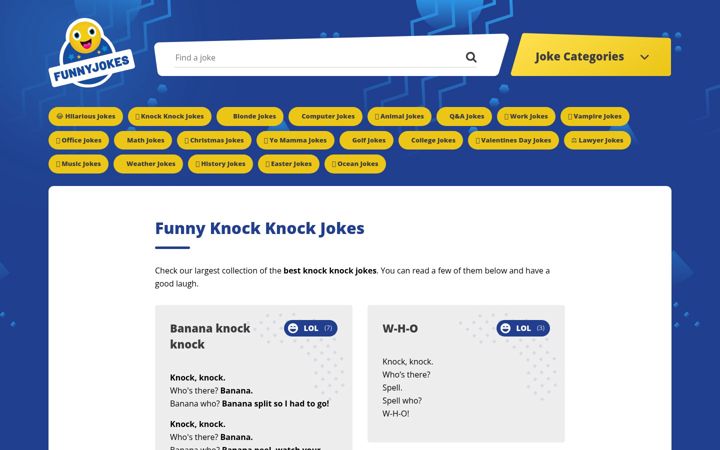 Екранна снимка на funnyjokes.net