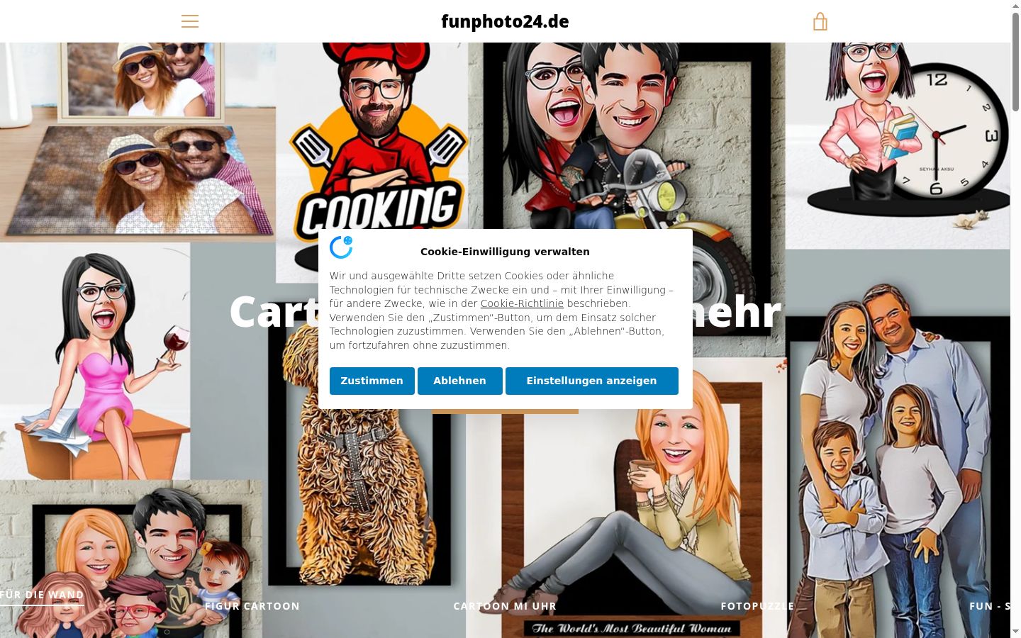 Screenshot des Einwilligungsbanners vor jeglicher Interaktion