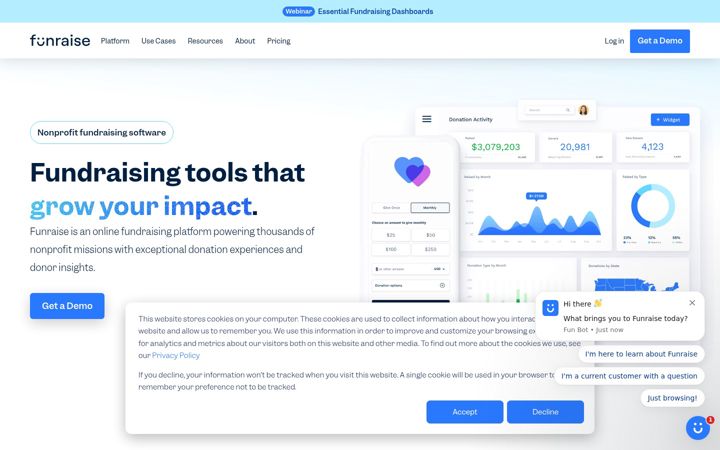 Screenshot ta' funraise.org