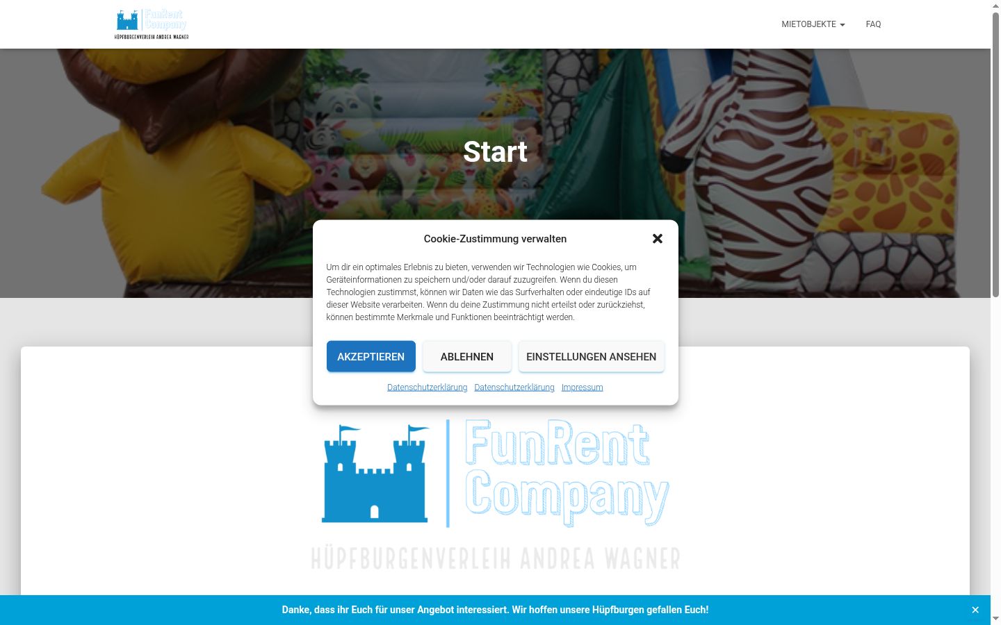 Screenshot of the consent banner shown before any interaction