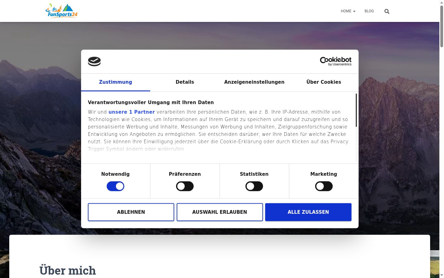 Screenshot of the consent banner shown before any interaction
