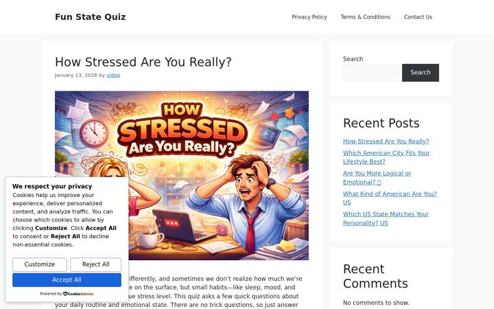 Screenshot of funstatequiz.com