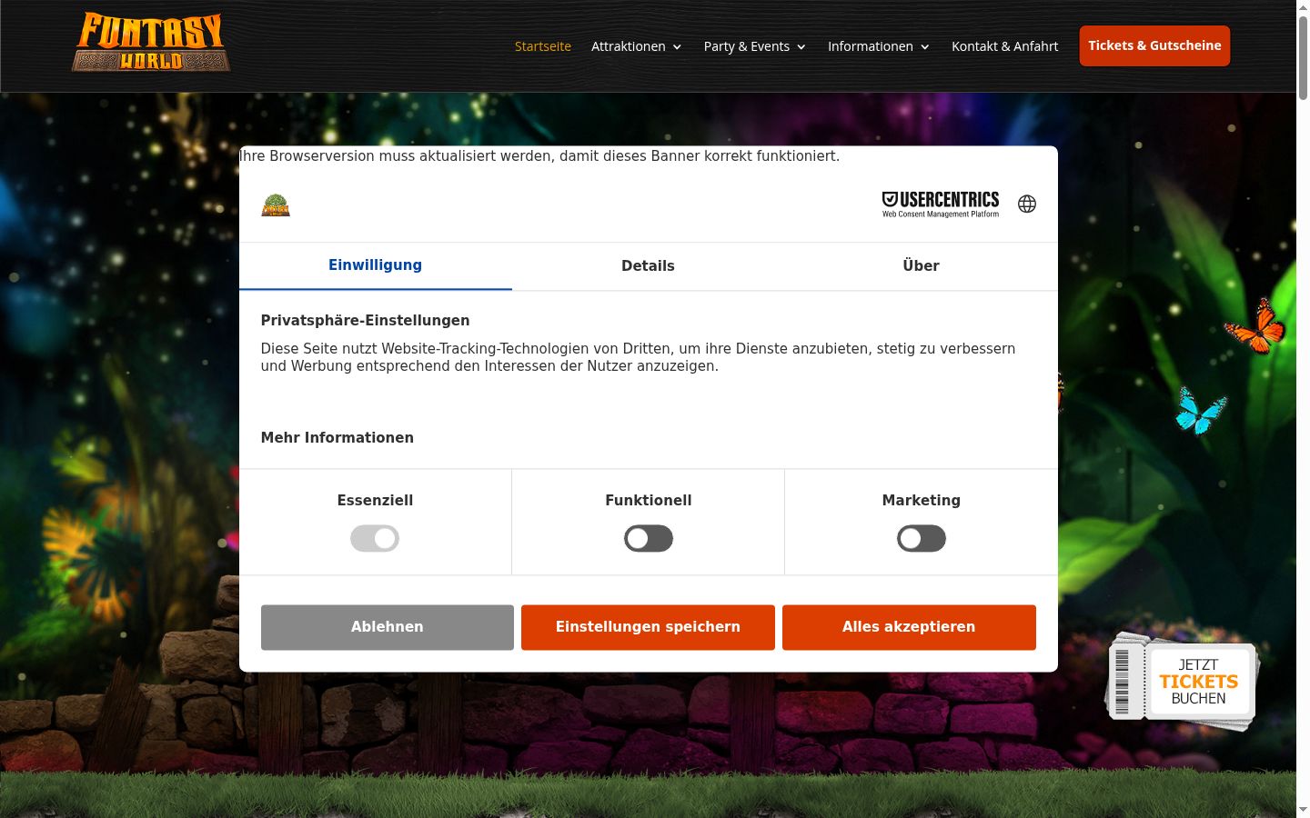 Screenshot of the consent banner shown before any interaction