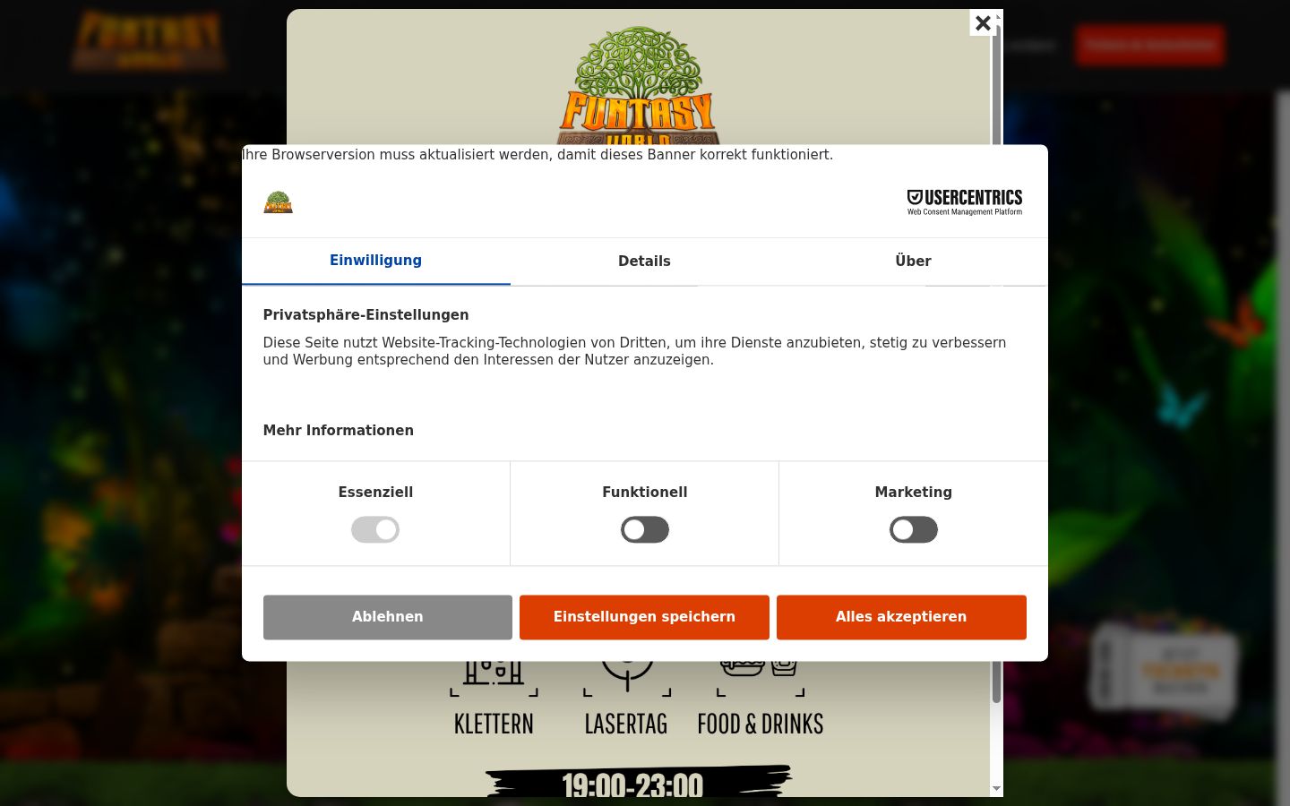 Zrzut ekranu banera zgody wyświetlanego przed jakąkolwiek interakcją