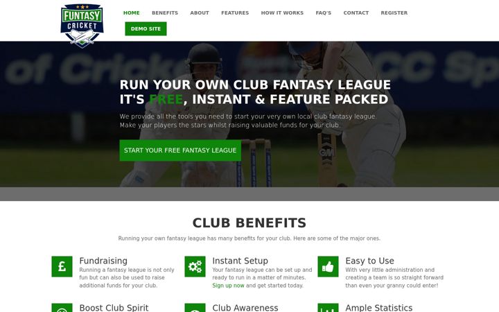 Screenshot of funtasycricket.com