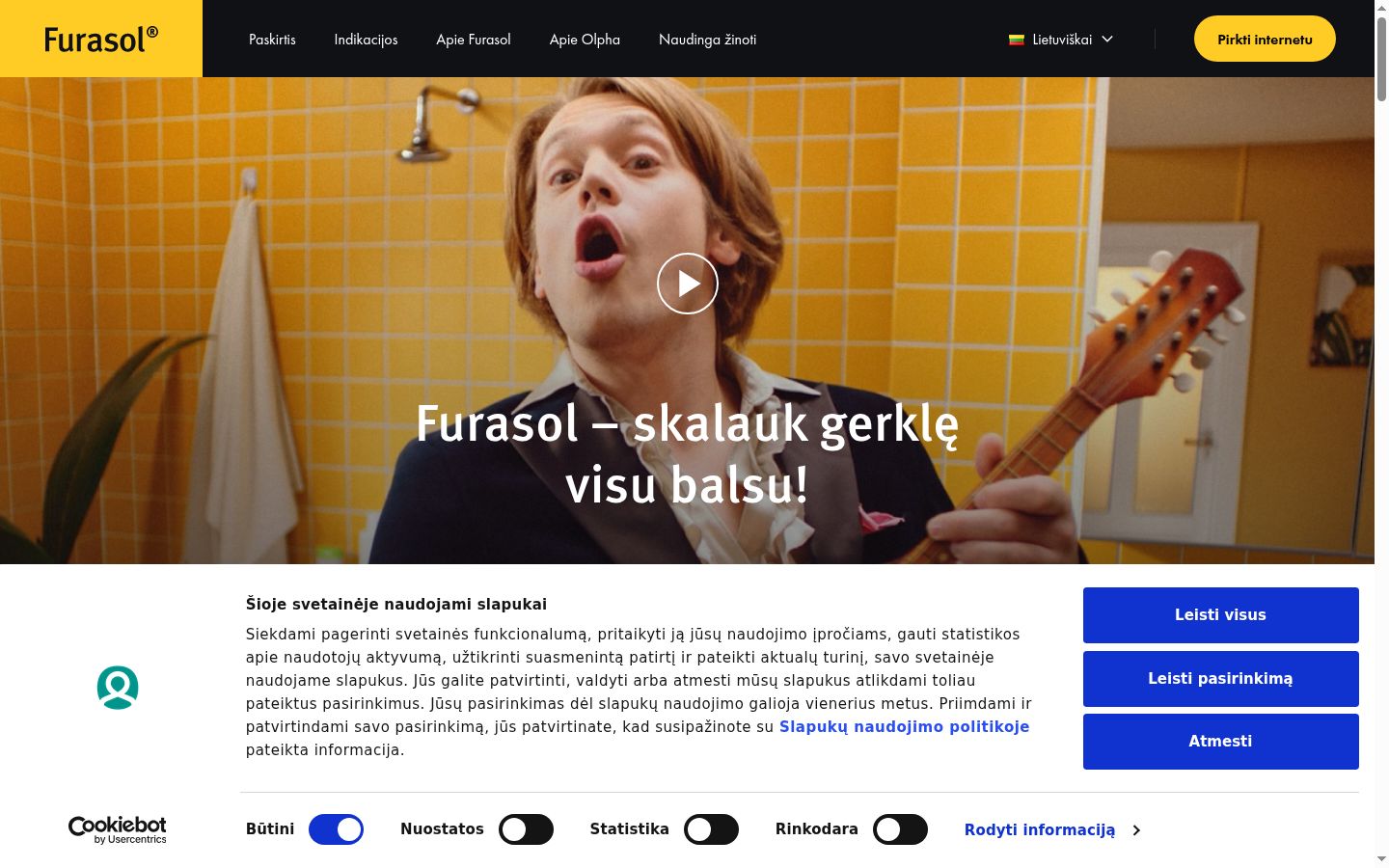 Screenshot of the consent banner shown before any interaction