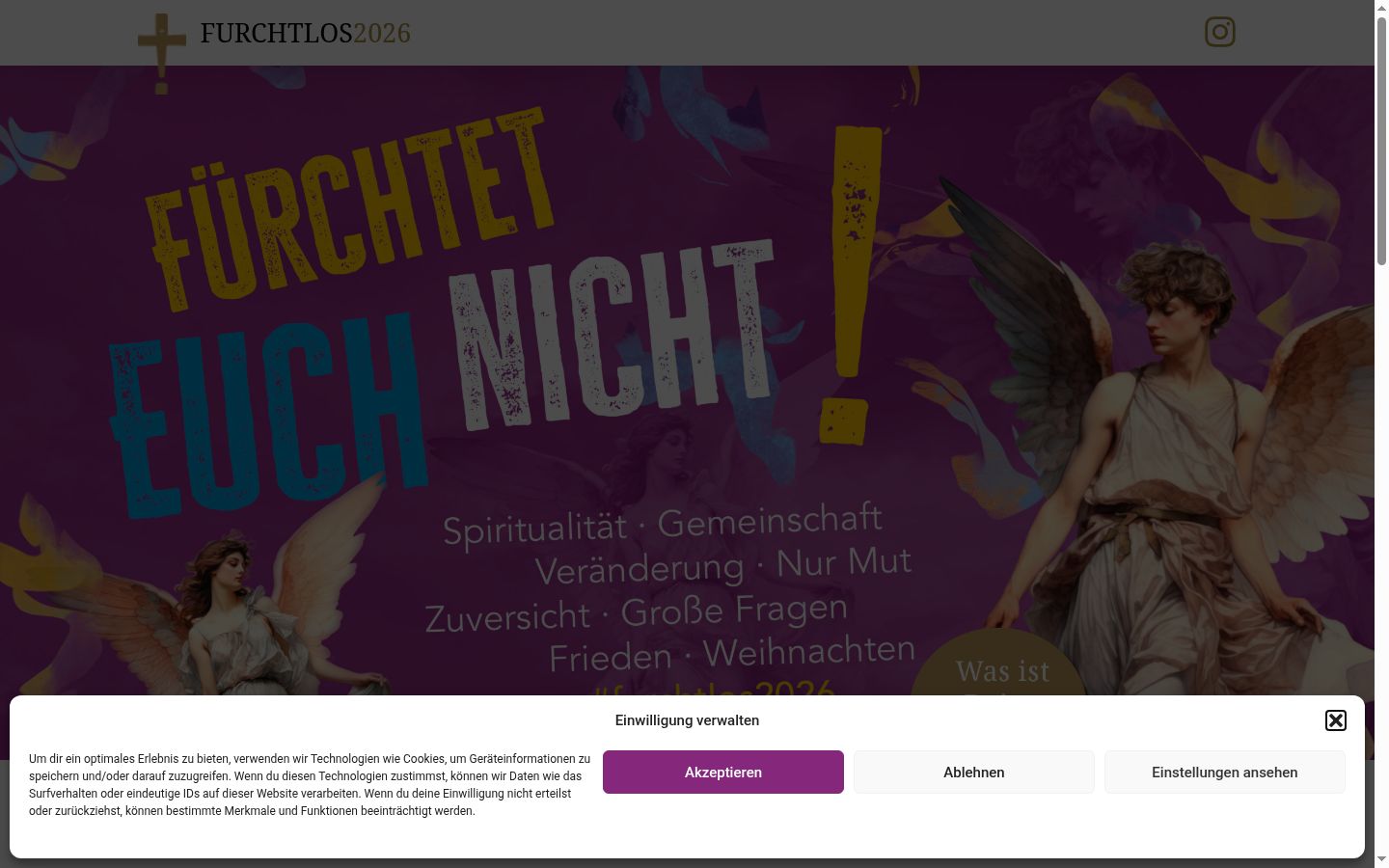 Screenshot del banner di consenso mostrato prima di qualsiasi interazione