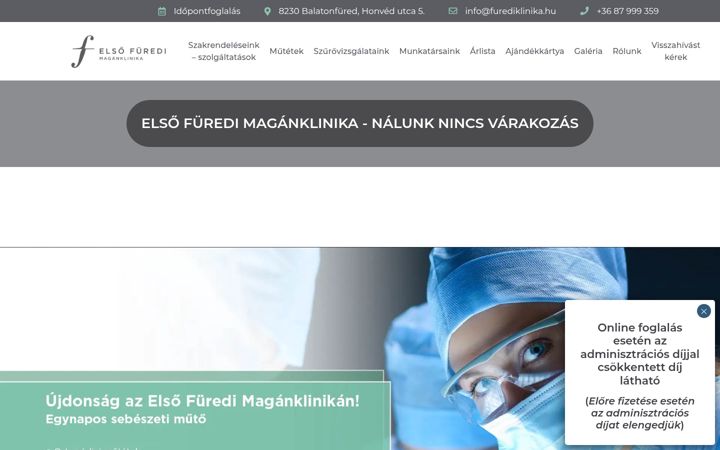 Snímek obrazovky furediklinika.hu