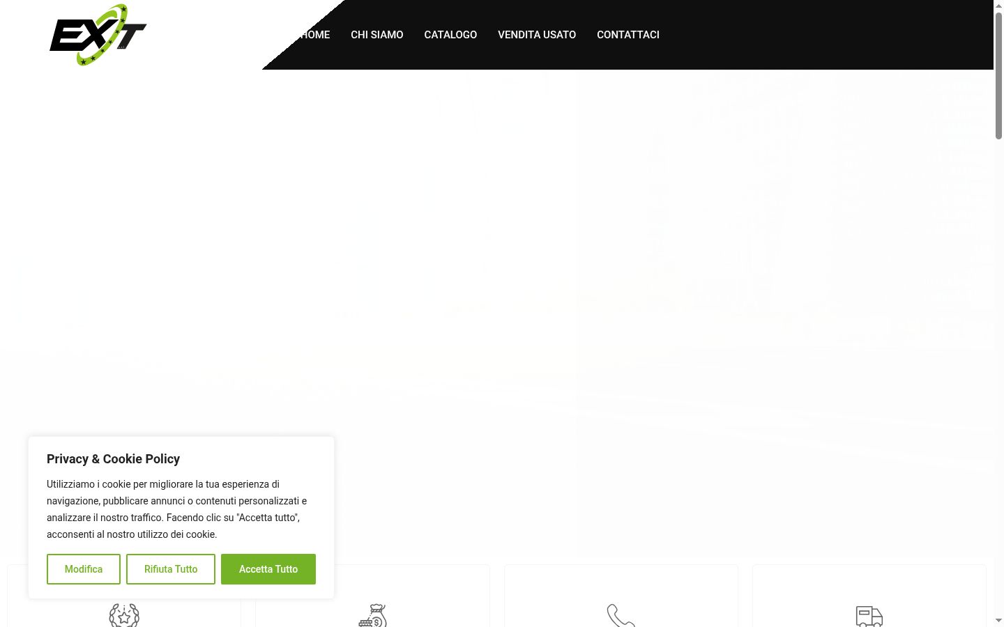 Screenshot del banner di consenso mostrato prima di qualsiasi interazione