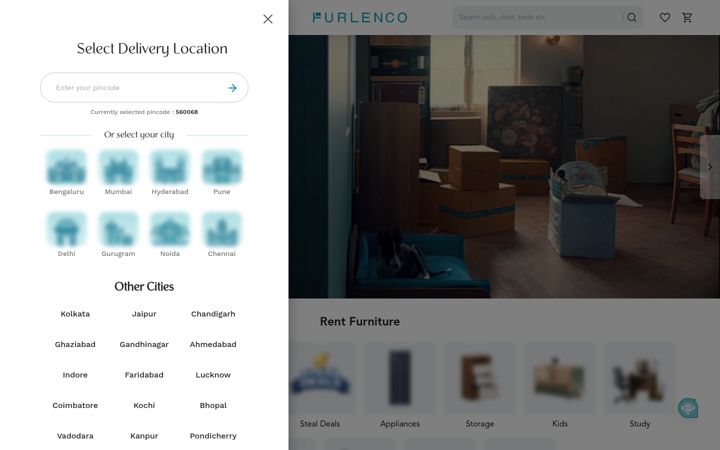 Screenshot of furlenco.com
