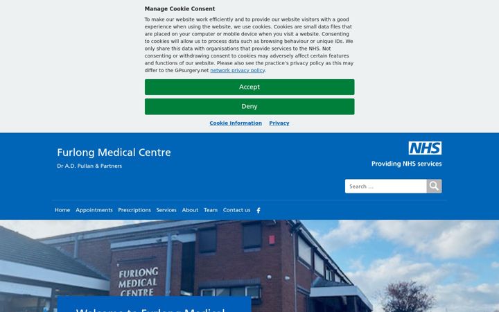 Screenshot of furlongmedicalcentre.nhs.uk