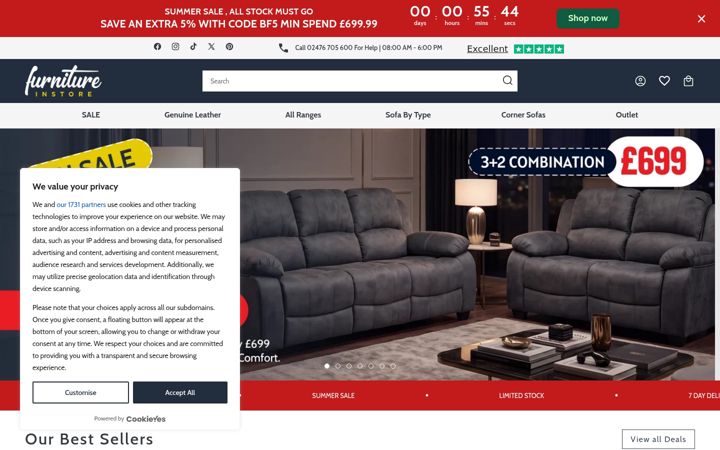 Screenshot ta' furnitureinstore.co.uk