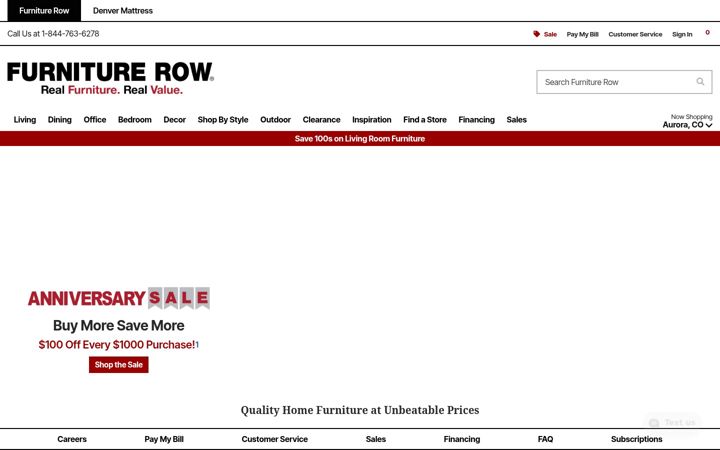 Screenshot of furniturerow.com