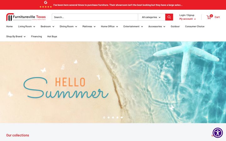 Screenshot of furniturevilletx.com