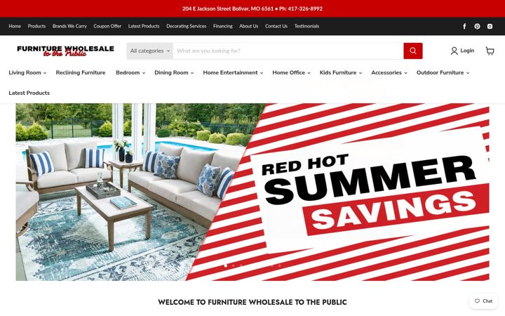 Екранна снимка на furniturewholesaletothepublic.com