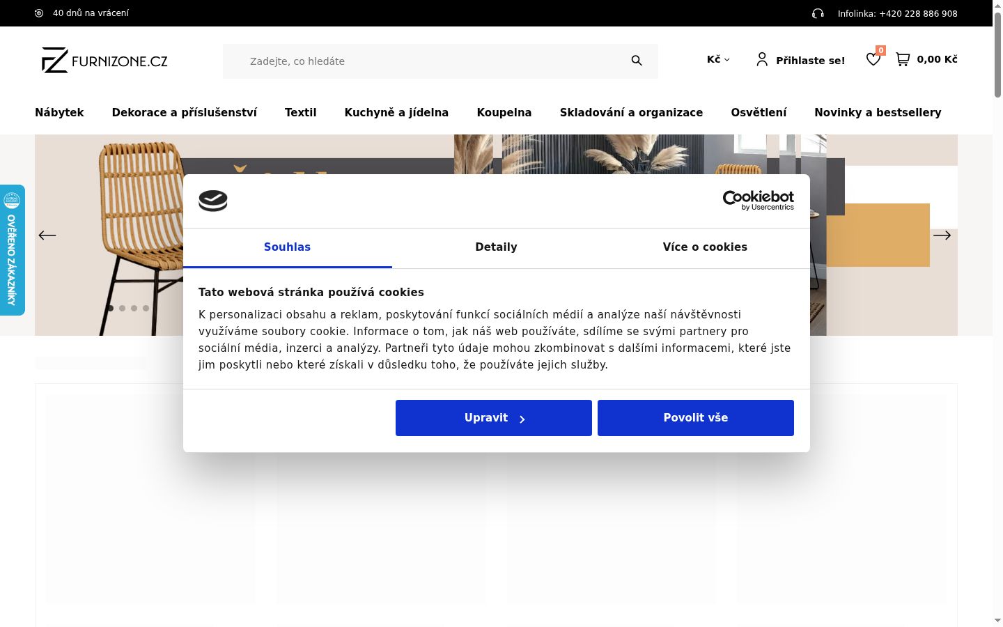 Snímka obrazovky banera súhlasu zobrazeného pred akoukoľvek interakciou
