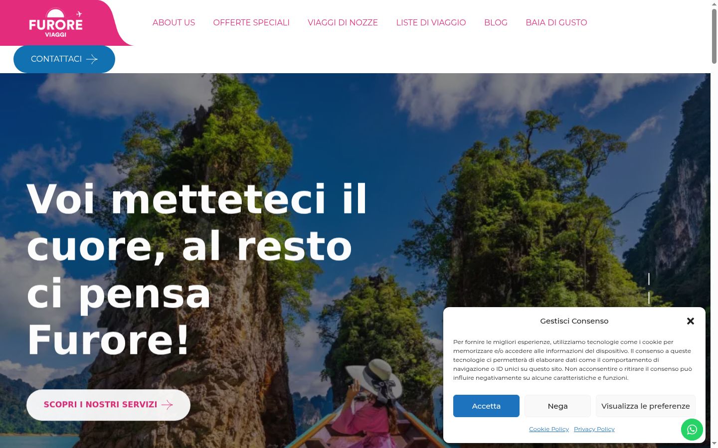 Screenshot del banner di consenso mostrato prima di qualsiasi interazione