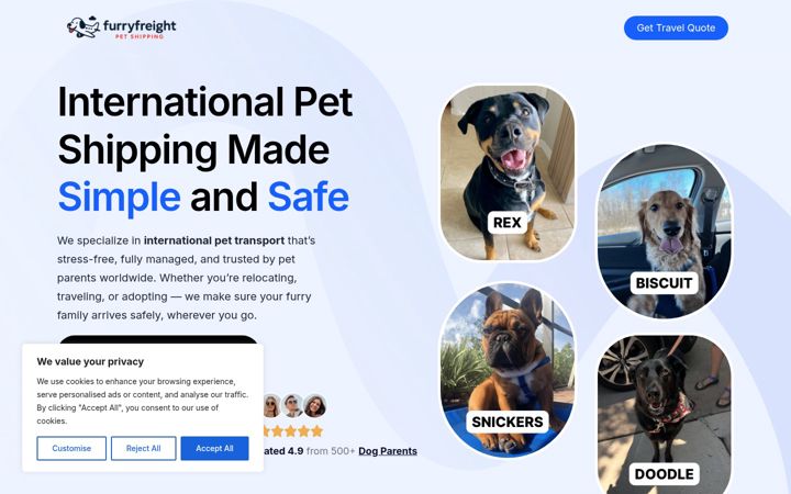 Screenshot of furryfreight.com