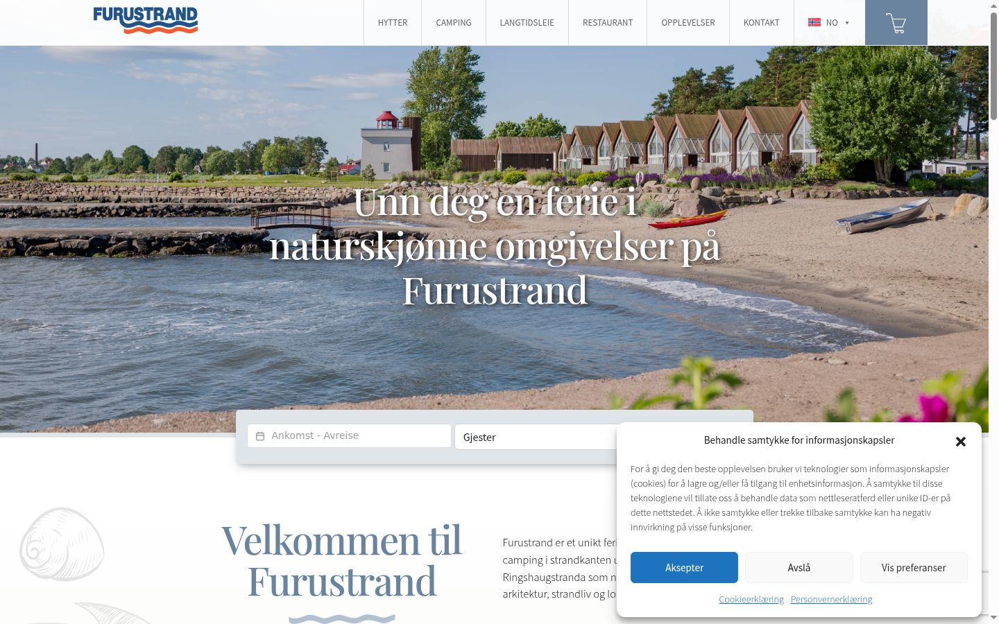 Skærmbillede af samtykkebanneret, som det blev vist før nogen interaktion